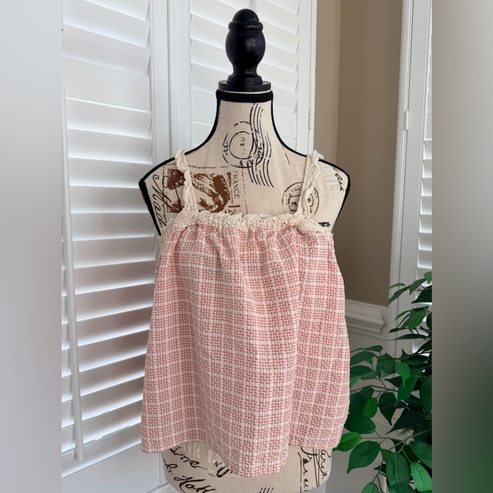 Social Scene Seersucker Gingham Cami Top Size Large